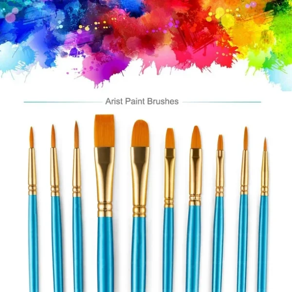 Paint Brushes Set for Acrylic Painting, 20 Pcs Oil Watercolor Acrylic Paint Brush, Artist Paintbrushes for Body Face Rock Canvas, Kids Adult Drawing Arts Crafts Supplies, Blue - Image 3