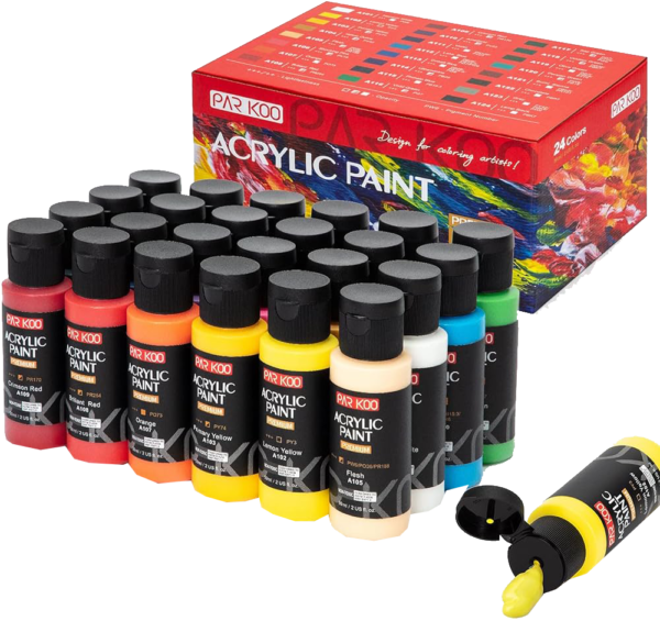 40 PCS Acrylic Paint Set with 12 Brushes, 2 Knives and Palette, 24 Colors (2oz/60ml) Art Craft Paints Gifts for Adults Kids Artists Beginners