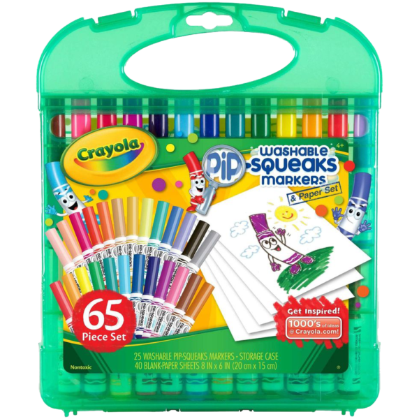 Crayola Pip Squeaks Marker Set (65ct), Washable Markers for Kids, Kids Art Supplies, Travel Essentials, Easter Gift for Kids, 4+