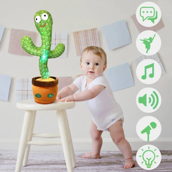 Pbooo Dancing Cactus Mimicking Toy,Talking Repeat Singing Sunny Cactus Toy 120 Pcs Songs for Baby 15S Record Your Sound Sing+Dancing+Recording+LED - Image 3