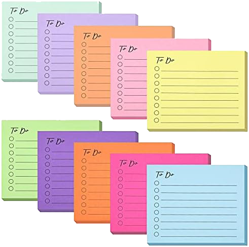 EOOUT 500 Sheets to Do List Sticky Notes,10 Pack Sticky Notes,3x4 Inch Adhesive Memo Sticky Notes Notepad Bulk, Home Office School Planner Reminder Supplies
