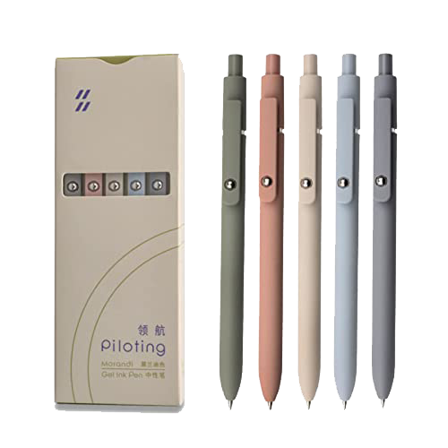 Gel Pens, 5 Pcs 0.5mm Black Ink Pens Fine Point Smooth Writing Pens, High-End Series Pens for Journaling Note Taking, Cute Office School Supplies Gifts for Women Men (Morandi)