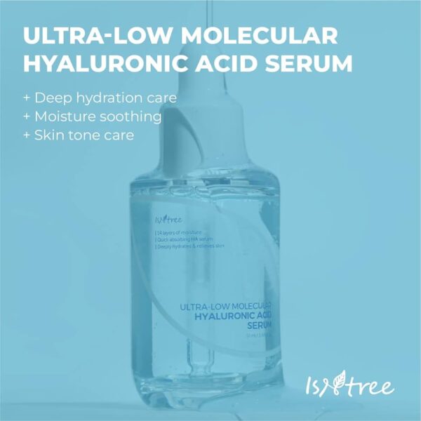 ISNTREE Ultra-low Molecular Hyaluronic acid Serum 50ml, 1.69 fl.oz | Quick absorbing Hyaluronic acid serum | Deeply hydrates and smoothens the skin - Image 2