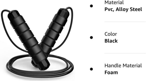 Jump Rope, Tangle-Free Rapid Speed Jumping Rope Cable with Ball Bearings for Women, Men, and Kids, Adjustable Steel Jump Rope Workout with Foam Handles for Fitness, Home Exercise & Slim Body - Image 2