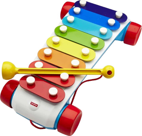 Fisher-Price Toddler Pull Toy, Classic Xylophone Pretend Musical Instrument with Mallet and Rolling Wheels for Ages 18+ Months