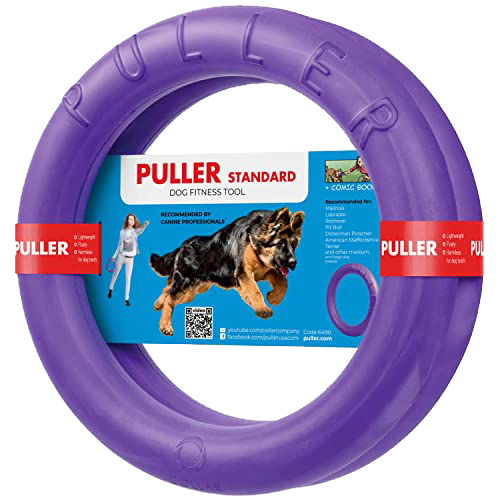 Puller Outdoor Dog Ring Toys - Dog Fetch Toy & Tug of War Dog Toy for Small Medium Large Dogs - Dog Ball & Soft Dog Frisbee Alt - Outside Dog Yard Toys - Big Dog Pull Toy - Best Dog Exercise Equipment- MIDI - TWO Rings