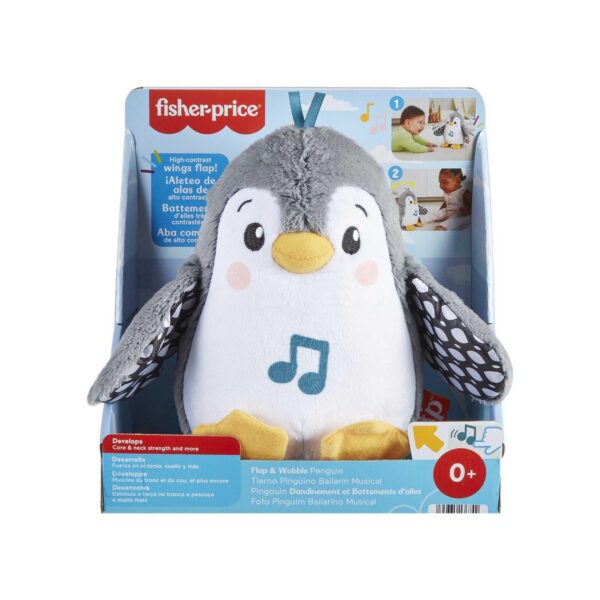 Fisher-Price Plush Baby Toy Flap & Wobble Penguin with Music and Motion for Tummy Time to Sit-At Sensory Play - Image 2