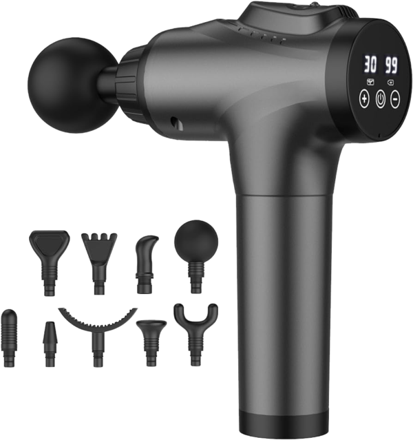 Massage Gun, Muscle Massage Gun for Athletes Handheld Electric Deep Tissue Back Massager, Percussion Massage Device for Pain Relief with 30 Speed Levels 9 Heads