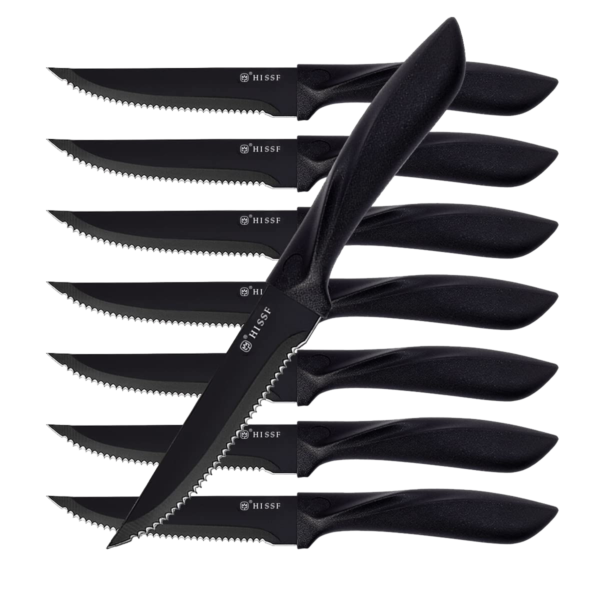 Steak Knives, Steak Knives Set of 8, Stainless Steel Steak Knife Set, Serrated Steak Knives Dishwasher Safe, Elegant Black