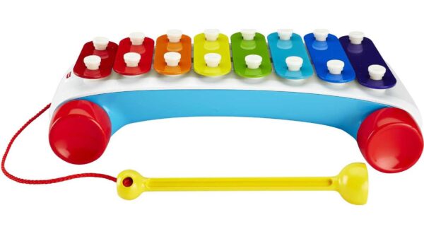 Fisher-Price Toddler Pull Toy, Classic Xylophone Pretend Musical Instrument with Mallet and Rolling Wheels for Ages 18+ Months - Image 2