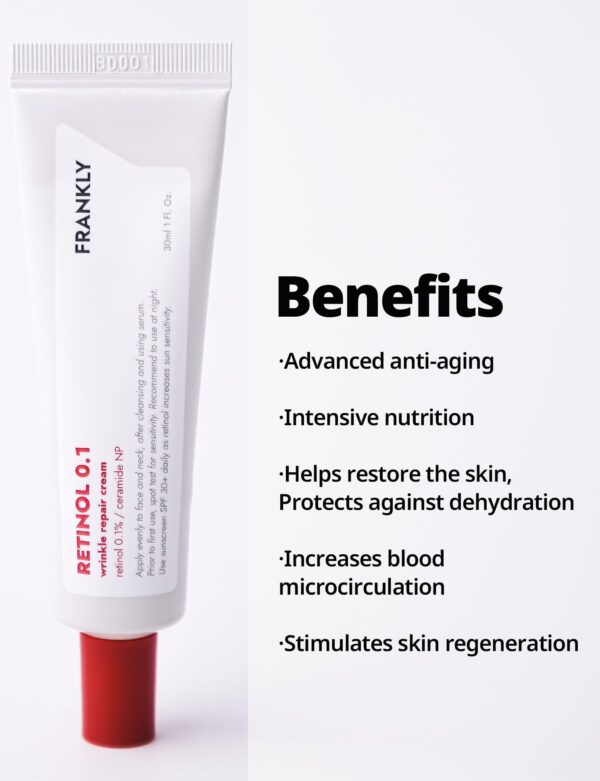 Retinol 0.1 Cream - Beginner Retinol | Anti-Aging, Rejuvenation, Skin Lifting & Restoration | Acne-Prone Skin | Enriched with Ceramides & Natural Ginseng 1.01 fl. Oz. - Image 2
