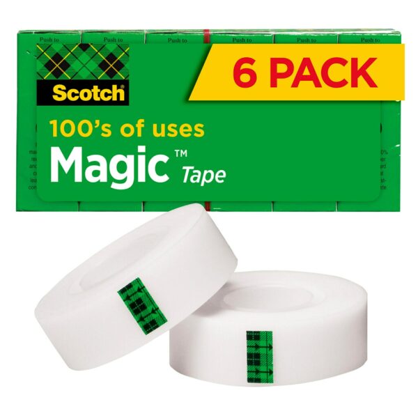 Scotch Magic Tape, Invisible, Home Office Supplies and Back to School Supplies for College and Classrooms, 6 Rolls with 6 Dispensers - Image 2