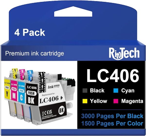 COMBUY LC406 Ink Cartridges for Brother Printer Compatible Ink Cartridge Replacement for Brother LC406 LC406 XL for HL-JF MFC-J4335DW MFC-J4335DW XL MFC-J4345DW XL MFC-J4535DW MFC-J4535DW XL Printer - Image 2