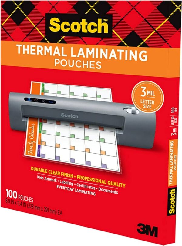 Scotch Thermal Laminating Pouches, For Use With Thermal Laminators, 8.9 x 11.4 Inches, Letter Size Sheets, 100 Count(Pack of 1) - Image 2