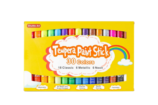 Tempera Paint Sticks, 32 Colors Solid Tempera Paint for Kids, Super Quick Drying, No-Toxic, Works Great on Paper Wood Glass Ceramic Canvas