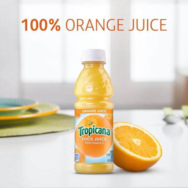 Tropicana 100% Orange Juice, 15.2 fl oz (Pack of 12) - Real Fruit Juices, Vitamin C Rich, No Added Sugars, No Artificial Flavors - Image 2
