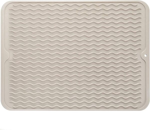 MicoYang Silicone Dish Drying Mat for Multiple Usage,Easy clean,Eco-friendly,Heat-resistant Silicone Mat for Kitchen Counter or Sink,Refrigerator or Drawer liner Tapioca L 16 inches x 12 inches - Image 3