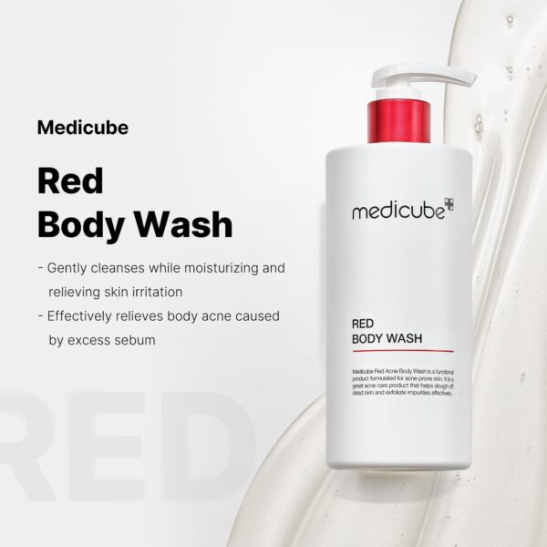 Medicube Red Acne Body Wash 14.52 Fl.oz I Low pH and Hydrating Cleanser with Salicylic Acid, Lactic Acid, Niacinamide and Hyaluronic Acid Suitable for Bacne Treatment | Korean Skin Care - Image 2