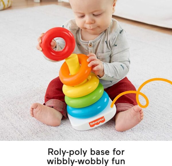 Fisher-Price Baby Stacking Toy Rock-a-Stack, Roly-Poly Base with 5 Colorful Rings for Ages 6+ Months - Image 2