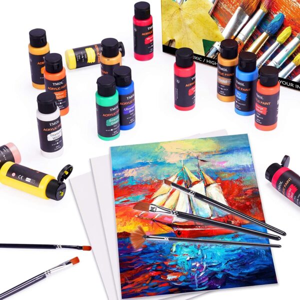 40 PCS Acrylic Paint Set with 12 Brushes, 2 Knives and Palette, 24 Colors (2oz/60ml) Art Craft Paints Gifts for Adults Kids Artists Beginners - Image 2