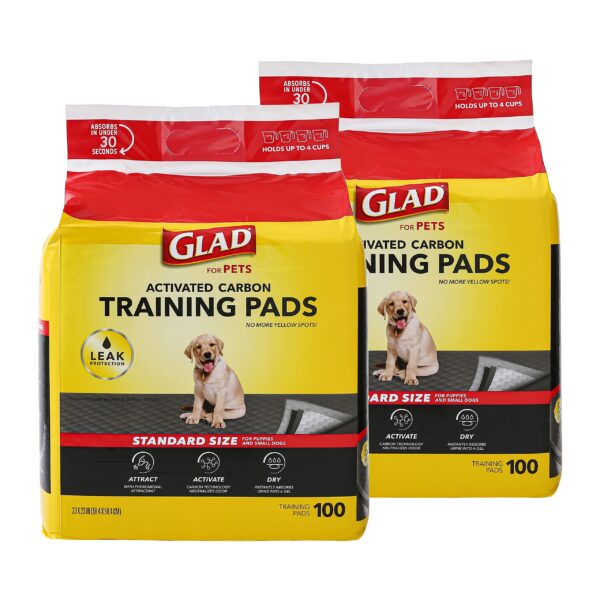 Glad for Pets Black Charcoal Training Pads for Dogs - Super Absorbent & Odor Neutralizing Dog Potty Pads, Leak-Resistant Puppy Pee Pads, Pheromone Attractant for Easy Training, 23" x 23" - 100 Count - Image 2