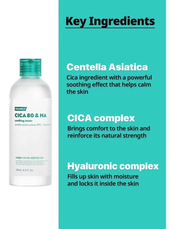 CICA 80 & Hyaluronic Acid Toner - Soothe, Hydrate & Balance | 80% Centella Asiatica & Hyaluronic Complex (7 Types) | 8.8 fl.oz. - Image 2