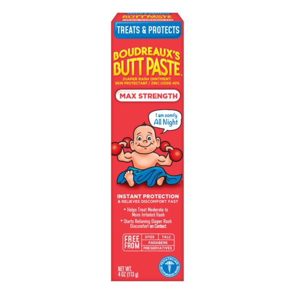 Boudreaux's Butt Paste Maximum Strength Diaper Rash Cream, Ointment for Baby, 2 oz Tube