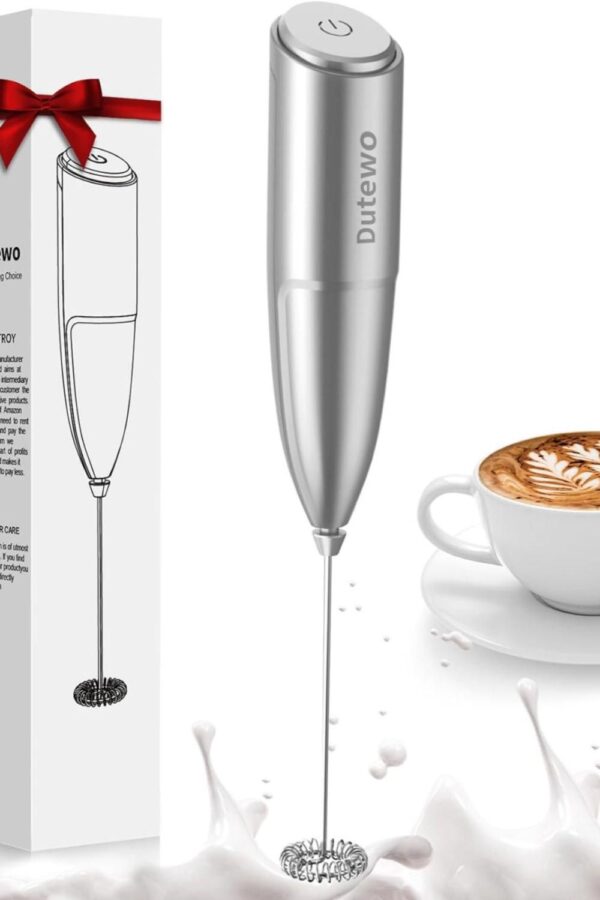 Hand Mixer Milk Frother for Coffee - Dutewo Frother Handheld Foam Maker for Lattes, Electric whisk Drink Mixer Mini Foamer for Cappuccino, Frappe, Matcha, Hot Chocolate Grey - Image 3