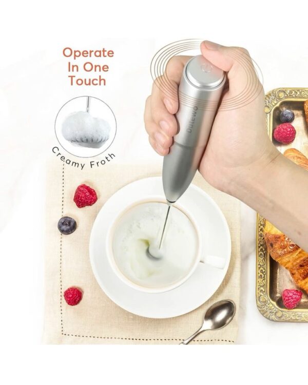 Hand Mixer Milk Frother for Coffee - Dutewo Frother Handheld Foam Maker for Lattes, Electric whisk Drink Mixer Mini Foamer for Cappuccino, Frappe, Matcha, Hot Chocolate Grey - Image 2
