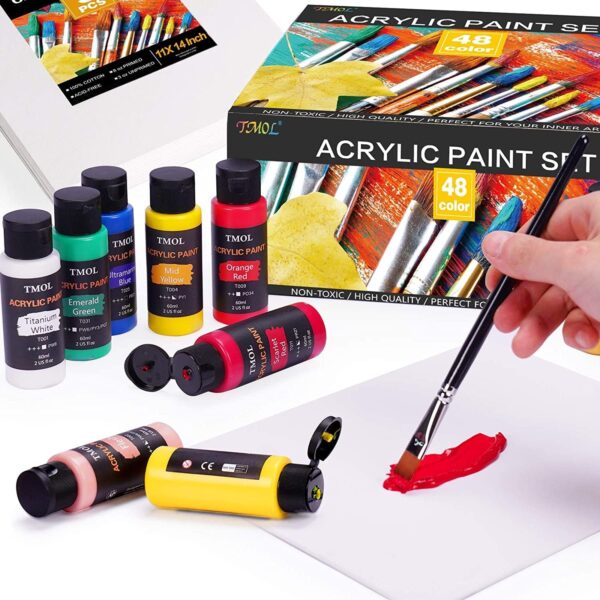 40 PCS Acrylic Paint Set with 12 Brushes, 2 Knives and Palette, 24 Colors (2oz/60ml) Art Craft Paints Gifts for Adults Kids Artists Beginners - Image 3