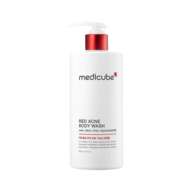 Medicube Red Acne Body Wash 14.52 Fl.oz I Low pH and Hydrating Cleanser with Salicylic Acid, Lactic Acid, Niacinamide and Hyaluronic Acid Suitable for Bacne Treatment | Korean Skin Care